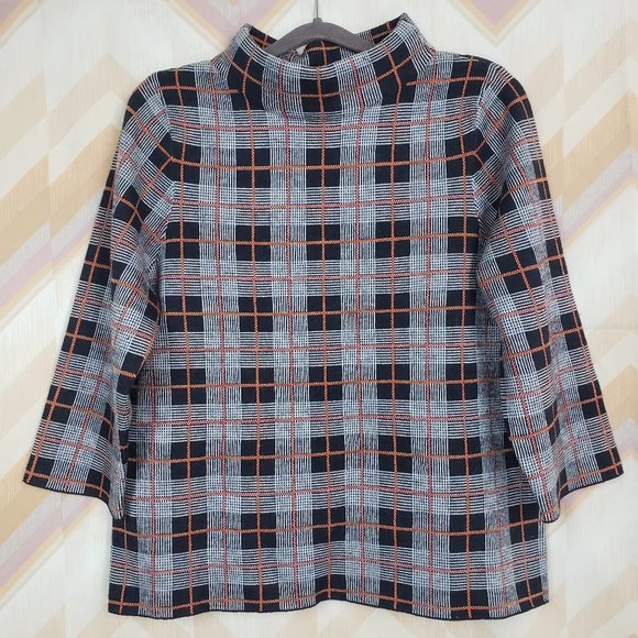 Pendleton Sweaters - PENDLETON plaid merino wool 3/4 sleeve sweater